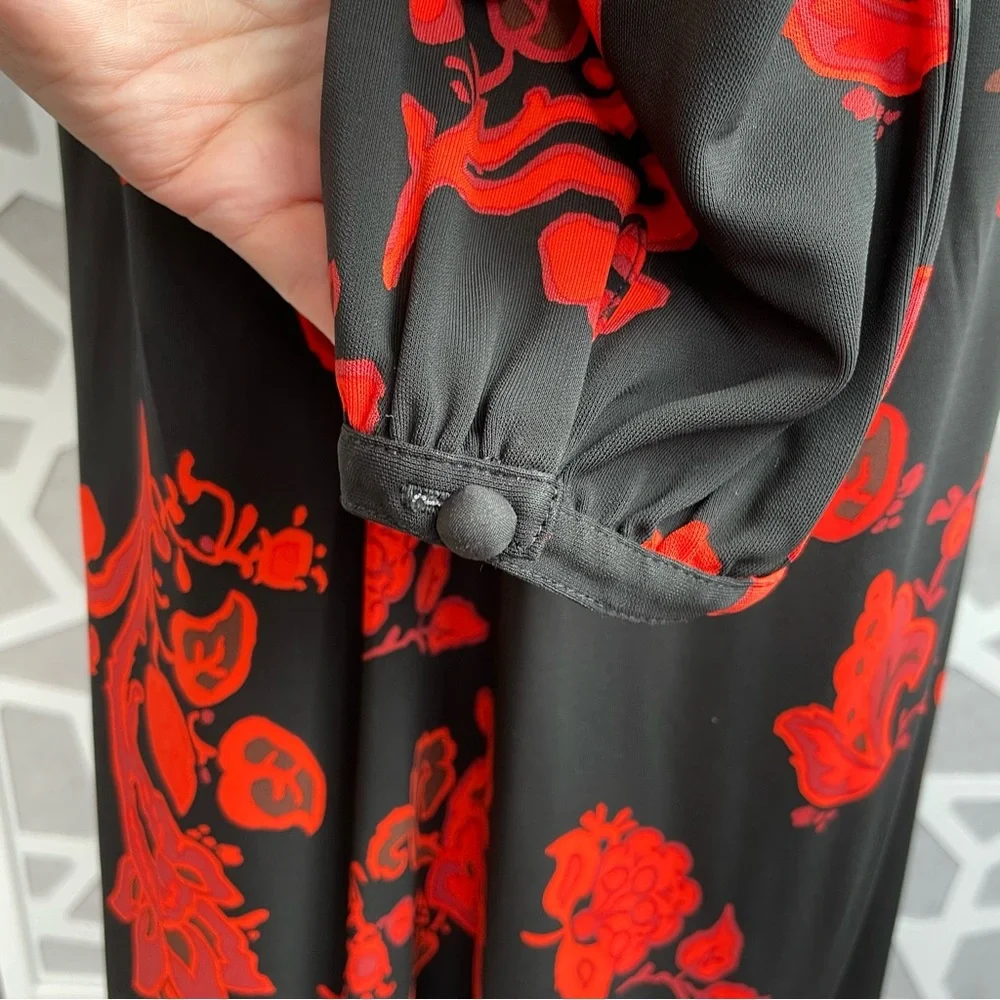 Tory Burch Floral Jersey Dress in Black Mountain Paisley sz L Large - Picture 12 of 16